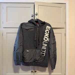 Ecko Unltd Gray Mixed Media Hoodie